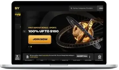 Lobby du casino Spinsy sur ordinateur portable